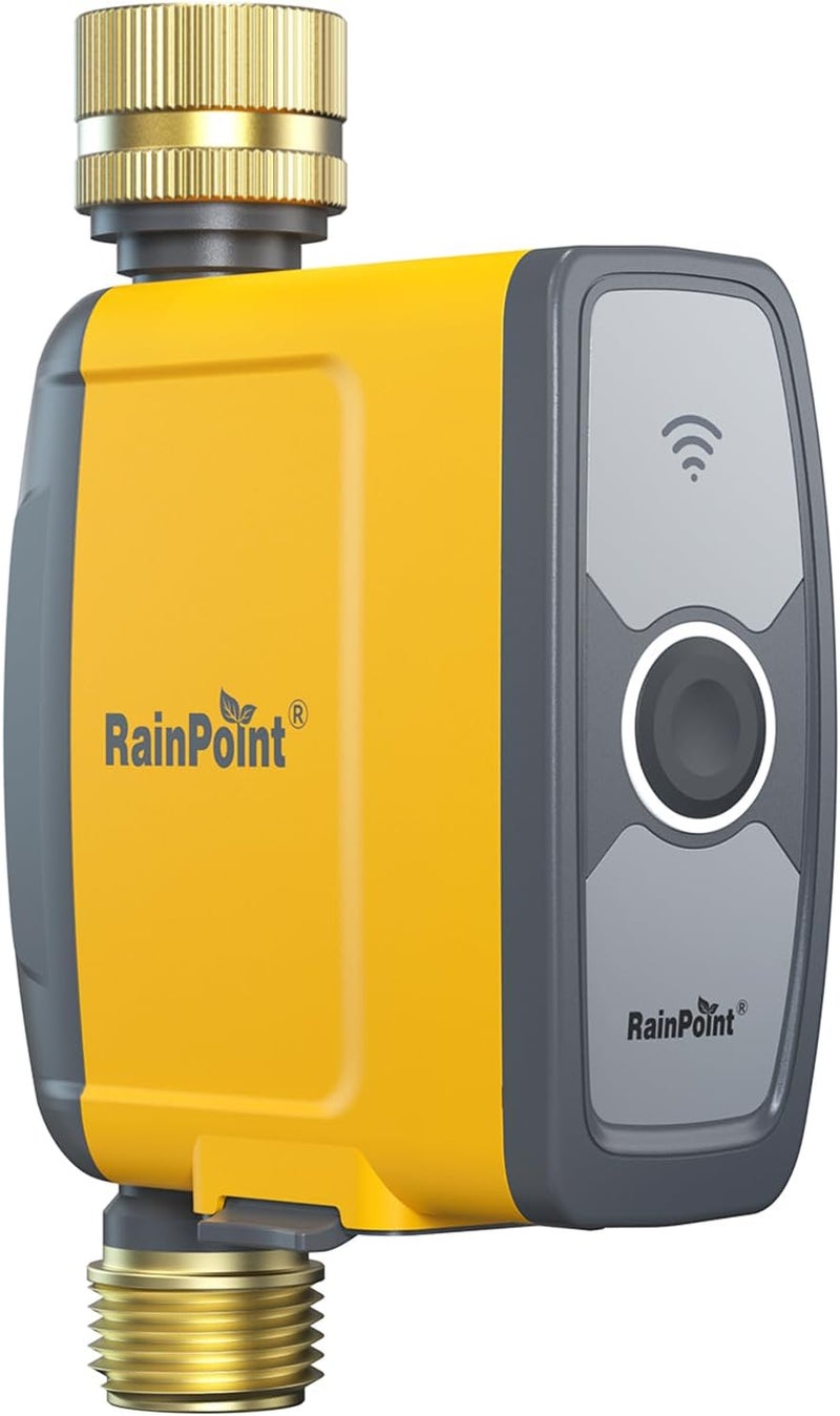 RAINPOINT WiFi Water Timer, Smart Sprinkler System Valve With APP & Voice Control, Weather-Based Automatic Rain Delay, Brass Inlet & Outlet (No WiFi Hub) - Image 1